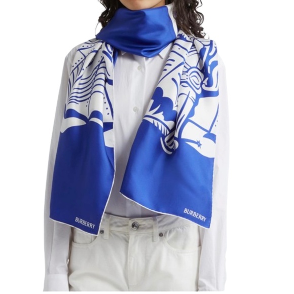 BURBERRY EKD Silk Scarf- Knight - Picture 2 of 10